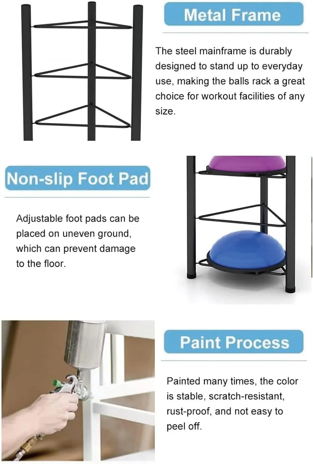 Exercise Half Balance Ball Storage Rack - Home Gym Workout Equipment 3/5/6/7 Tier Floor Stand Storage Organizer for Balance Ball Bowling Medicine Balls