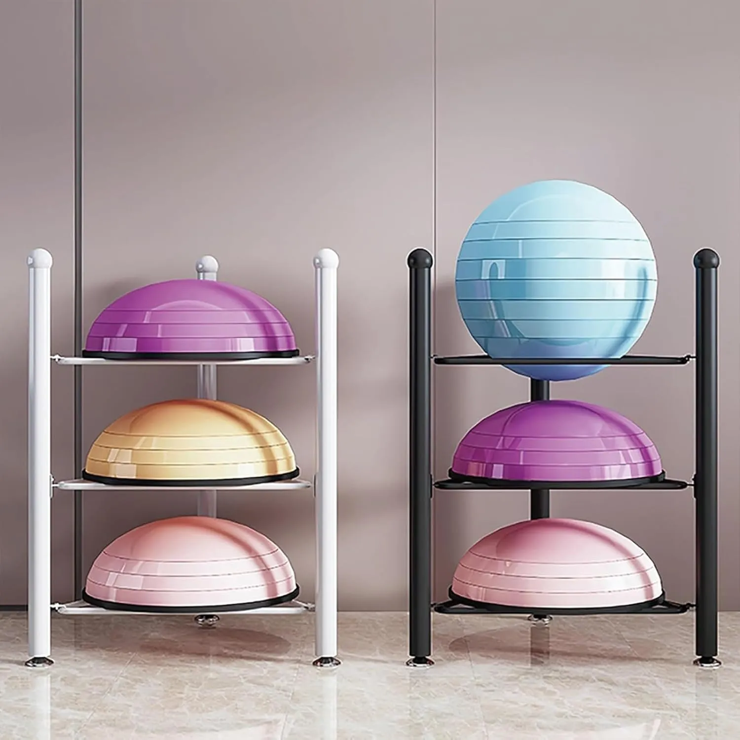 Exercise Half Balance Ball Storage Rack - Home Gym Workout Equipment 3/5/6/7 Tier Floor Stand Storage Organizer for Balance Ball Bowling Medicine Balls
