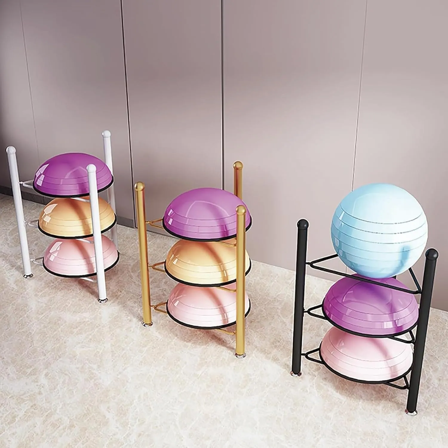 Exercise Half Balance Ball Storage Rack - Home Gym Workout Equipment 3/5/6/7 Tier Floor Stand Storage Organizer for Balance Ball Bowling Medicine Balls