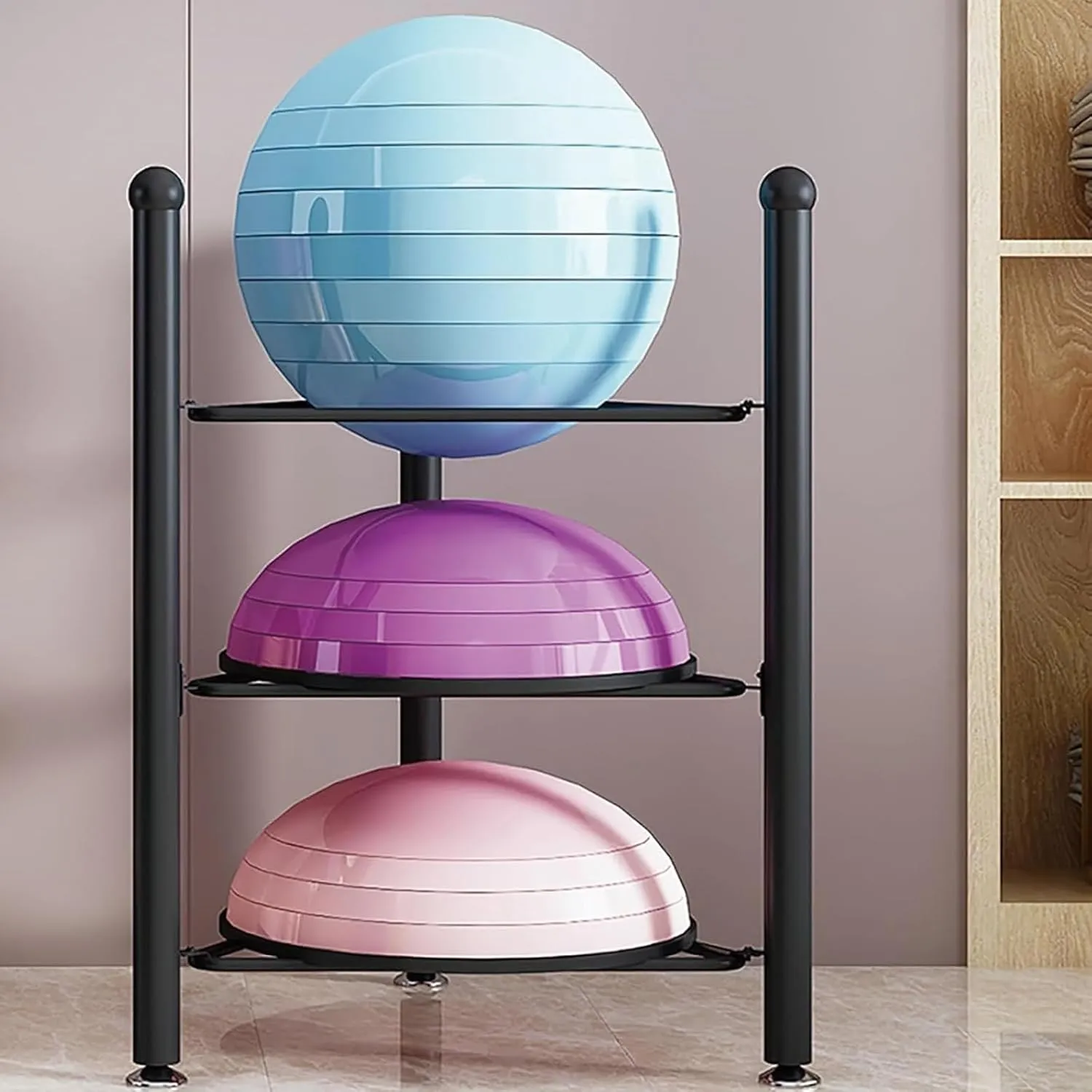 Exercise Half Balance Ball Storage Rack - Home Gym Workout Equipment 3/5/6/7 Tier Floor Stand Storage Organizer for Balance Ball Bowling Medicine Balls