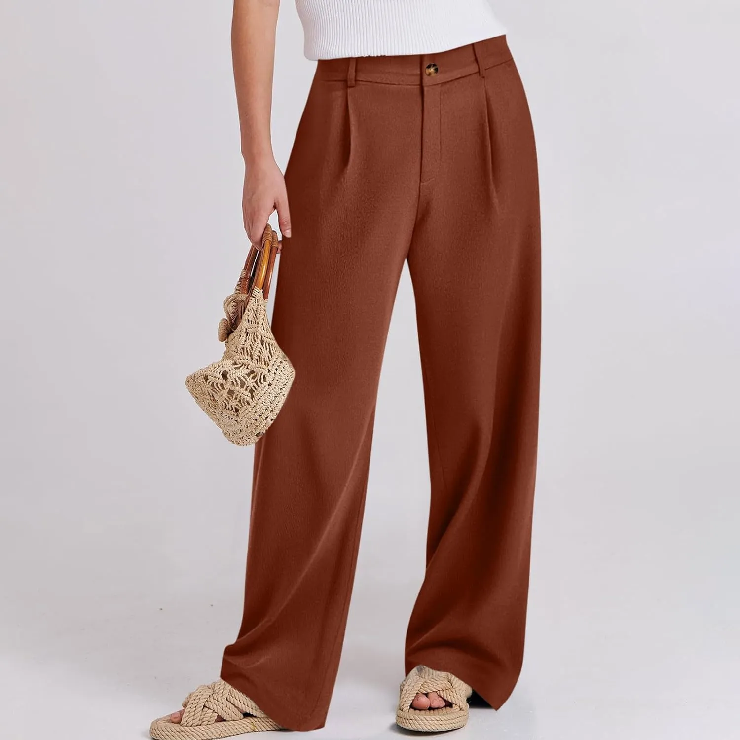 fanmpghleoo Dress Pants Women High Waisted Straight Leg Linen Trousers with Pockets Business Casual Work Linen Pants Summer