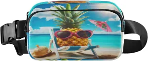 Fanny Pack Belt Bag for Women Men Summer Pineapple Sunglasses Fashion Waist Pack Waterproof Adjustable Cross Body Fanny Pack for Workout/Running/Hiking/Traveling/Cycling