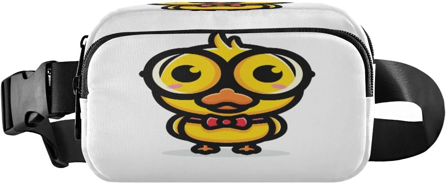 Fanny Pack Crossbody Bags for Women Men Cute Duck Sunglasses Belt Bag Waterproof Fashion Waist Packs Unisex with Adjustable Strap for Running Workout Travel Hiking Cycling