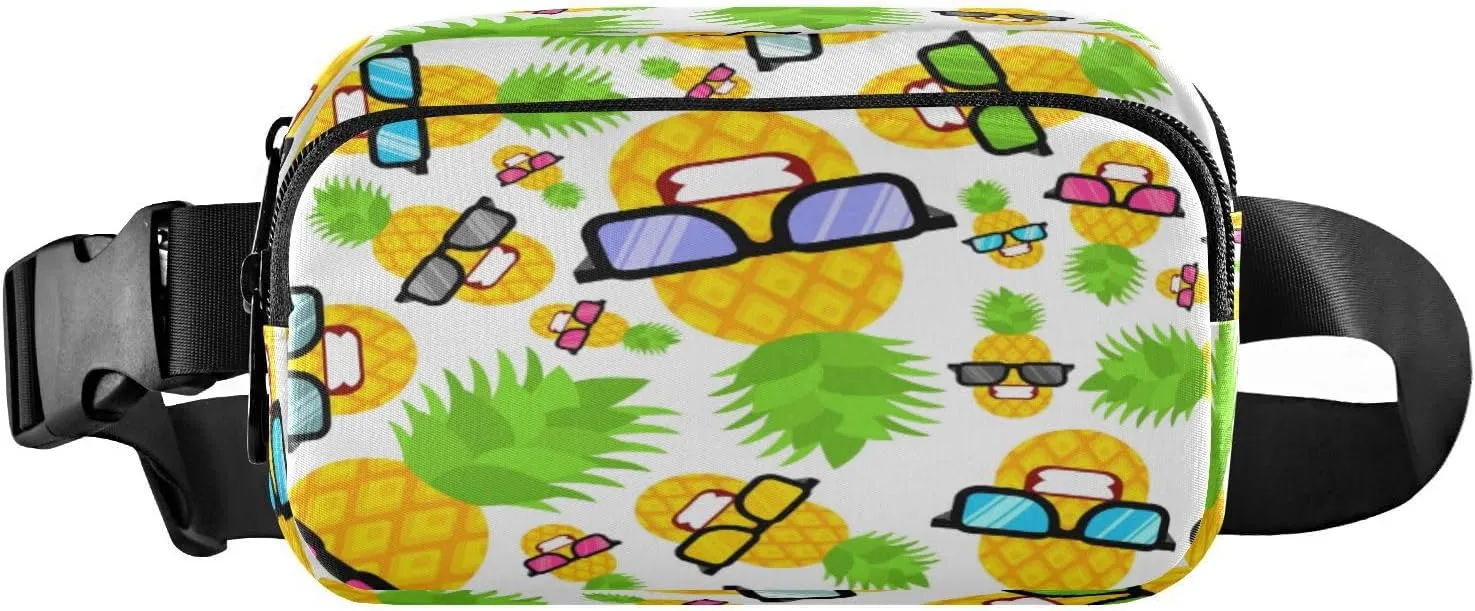 Fanny Packs for Women Men Happy Pineapple Sunglasses Belt Bag Waist Pouch Packs Crossbody Bag Running Hiking Fanny Pack Gifts for Girls Boys