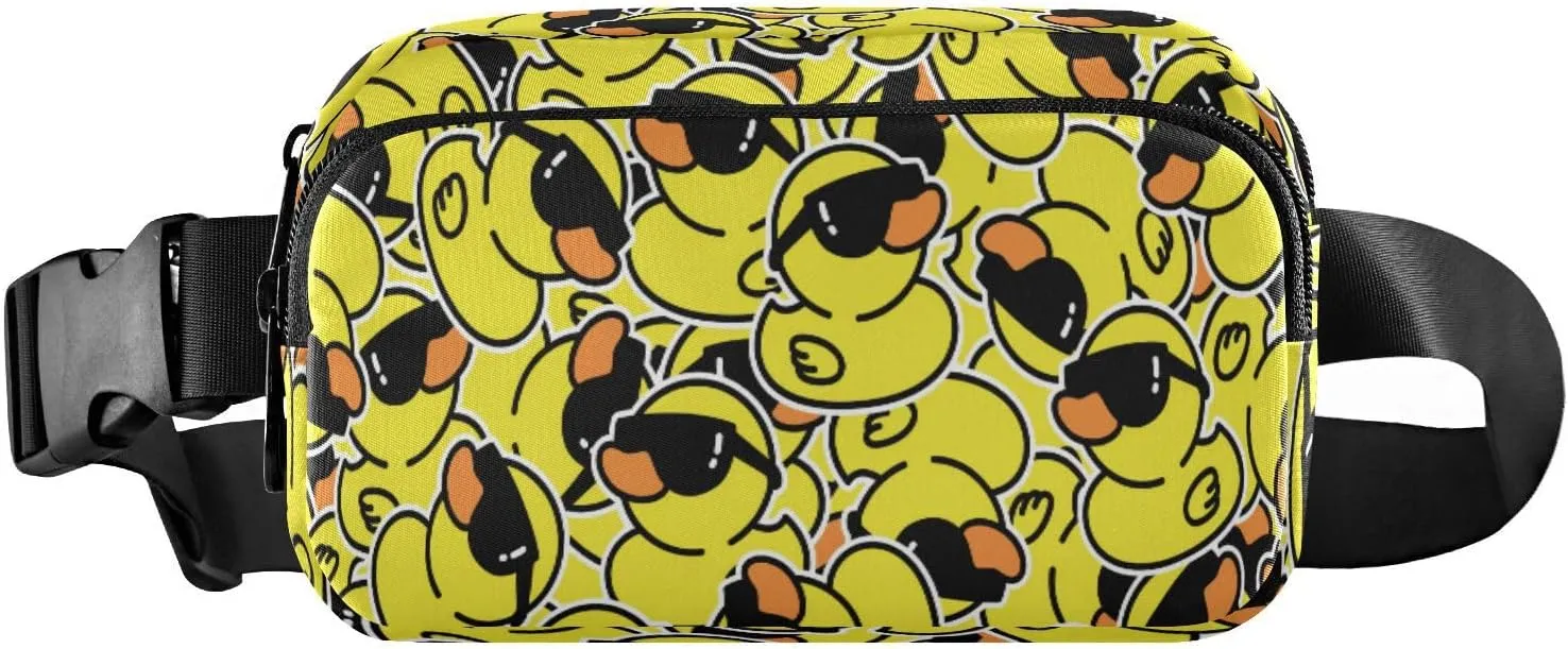 Fanny Packs for Women Men Yellow Duck Sunglasses Belt Bag Waist Pouch Packs Crossbody Bag Running Hiking Fanny Pack Gifts for Girls Boys