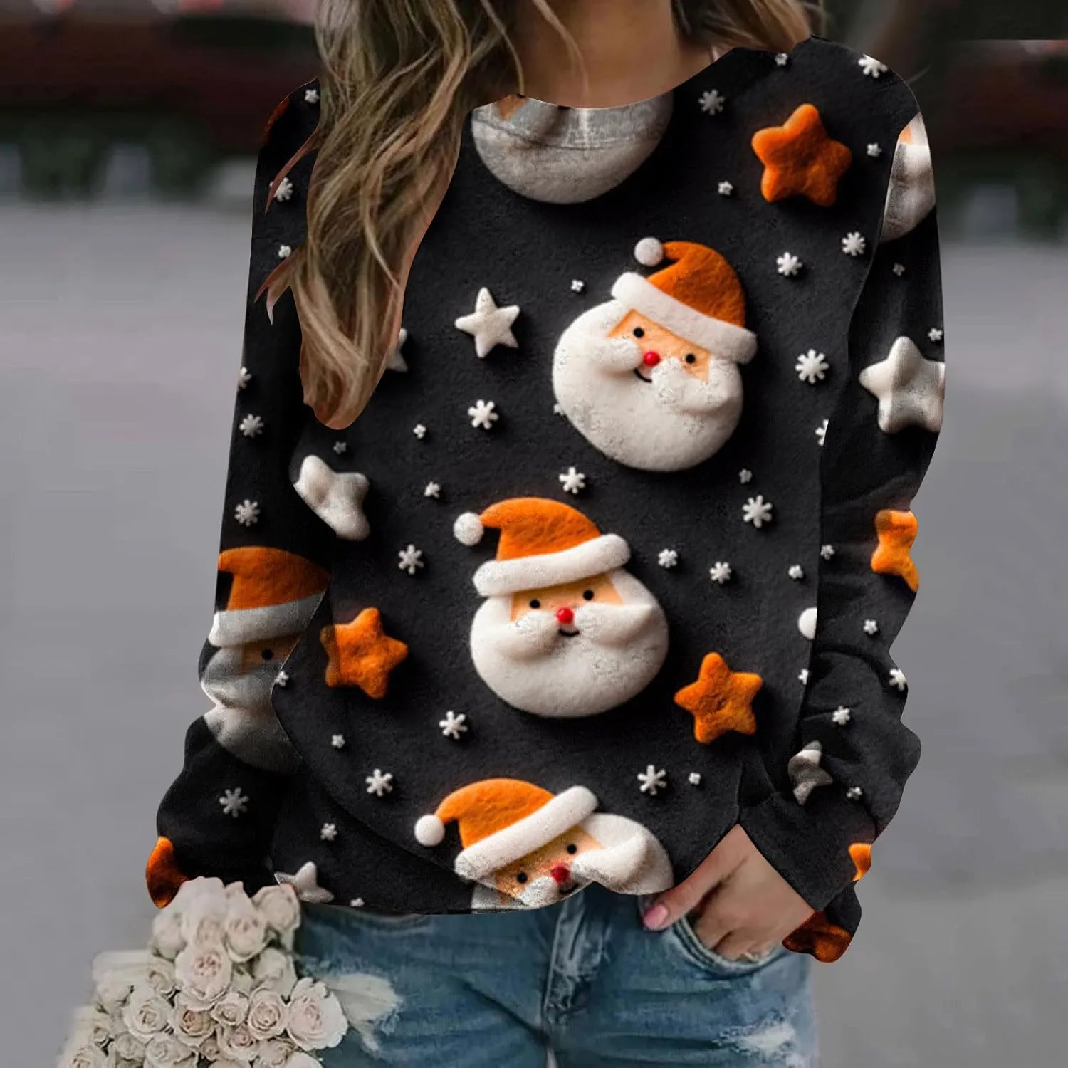 fartey 2025 Womens Ugly Christmas Sweaters Funny Cute Xmas Tree Reindeer Snowman Tops Long Sleeve Crewneck Sweatshirts