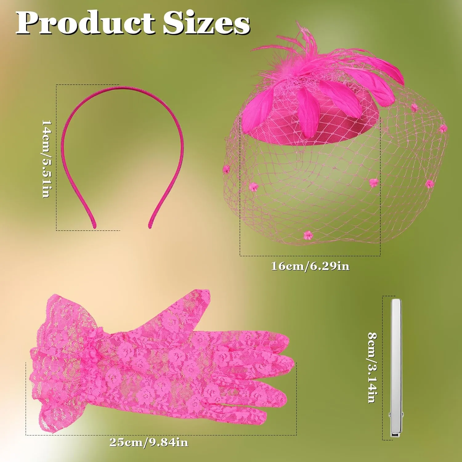 Fascinator for Women 20s 50s Hat with Veil Mesh Feathers Tea Party Hair Clip Fascinator and Lace Glove