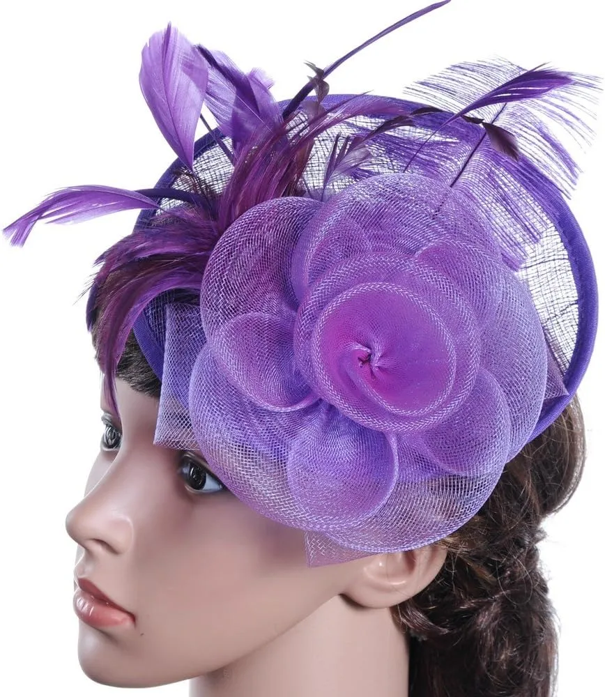 Fascinators for Women Feathers Organza Church Derby Ribbons Hat Clip Tea Party Hair Clip Bride Hairband Baseball Caps