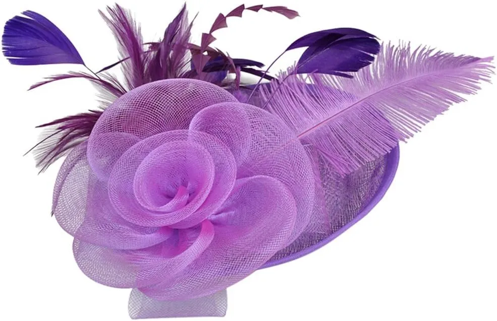 Fascinators for Women Feathers Organza Church Derby Ribbons Hat Clip Tea Party Hair Clip Bride Hairband Baseball Caps