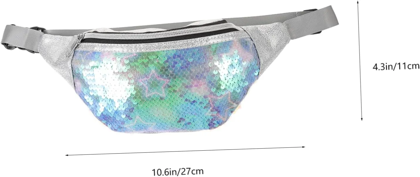 Fashion Sequin Waist Pouch Unicorn Shape Chest Pack Hands Bag for Phone Wallet Id Sunglasses for Travel Hiking Biking