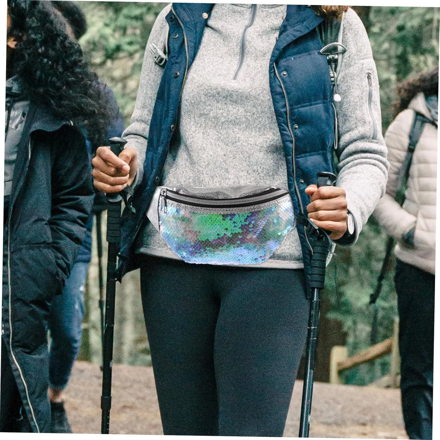 Fashion Sequin Waist Pouch Unicorn Shape Chest Pack Hands Bag for Phone Wallet Id Sunglasses for Travel Hiking Biking