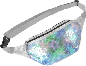 Fashion Sequin Waist Pouch Unicorn Shape Chest Pack Hands Bag for Phone Wallet Id Sunglasses for Travel Hiking Biking