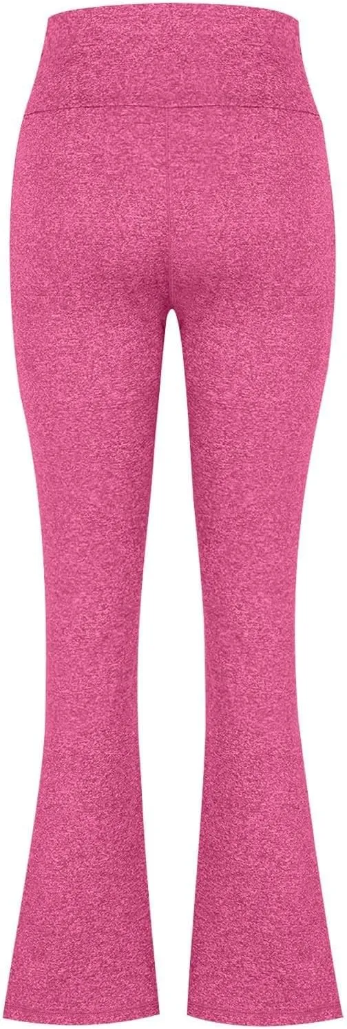 Flare Pants for Women Summer Casual Stretch Trousers Trendy Baggy High Waist Comfort Workout Yoga Pants with Pockets