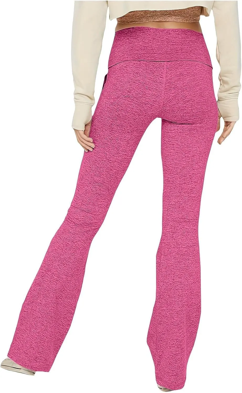 Flare Pants for Women Summer Casual Stretch Trousers Trendy Baggy High Waist Comfort Workout Yoga Pants with Pockets