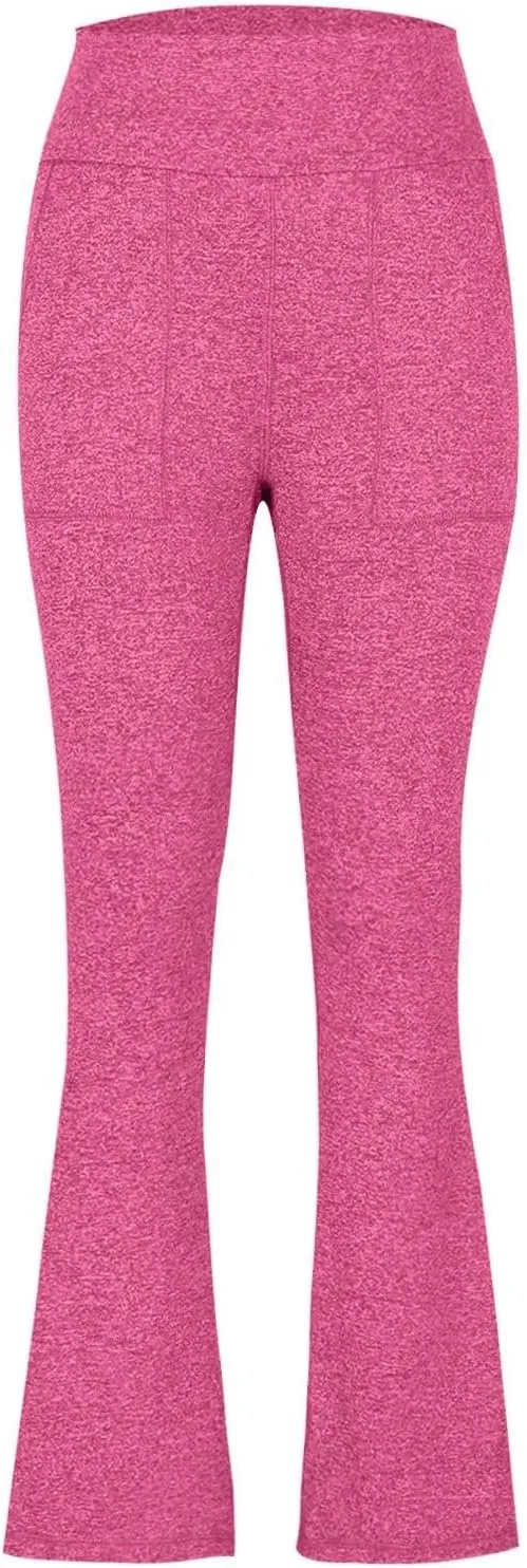 Flare Pants for Women Summer Casual Stretch Trousers Trendy Baggy High Waist Comfort Workout Yoga Pants with Pockets