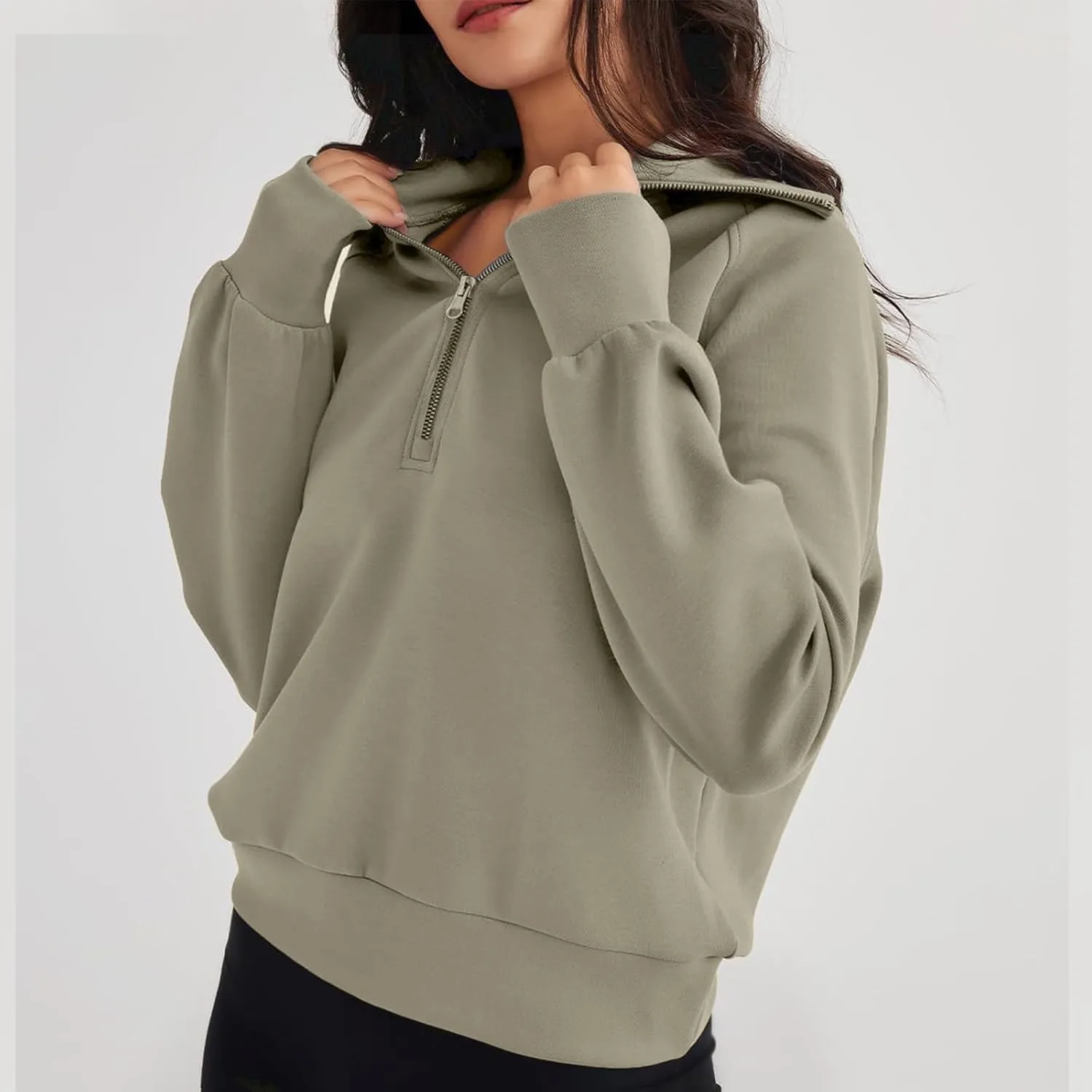 Fleece Half Zip Pullover Women Oversized Quarter Zip Sweatshirt Casual Long Sleeve Fall Sweatshirts Y2k Preppy Clothes