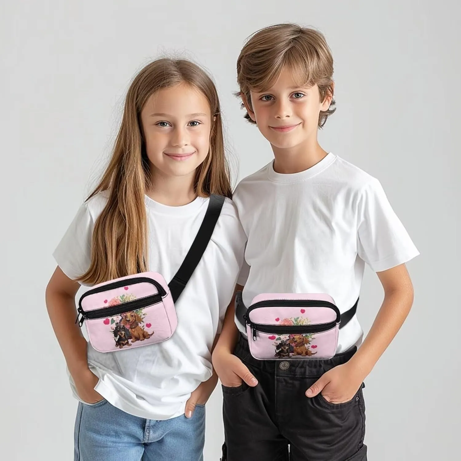 FOR U DESIGNS Fanny Pack for Girls 10-12 Dachshund Print Hiking Fanny Pack with Adjustable Strap Small Belt Bag for Running Hiking Fashion Waist Packs