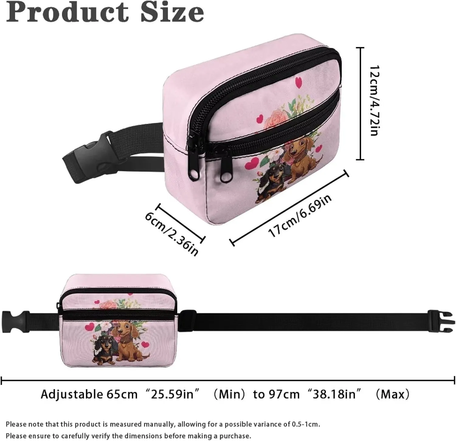 FOR U DESIGNS Fanny Pack for Girls 10-12 Dachshund Print Hiking Fanny Pack with Adjustable Strap Small Belt Bag for Running Hiking Fashion Waist Packs