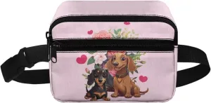 FOR U DESIGNS Fanny Pack for Girls 10-12 Dachshund Print Hiking Fanny Pack with Adjustable Strap Small Belt Bag for Running Hiking Fashion Waist Packs