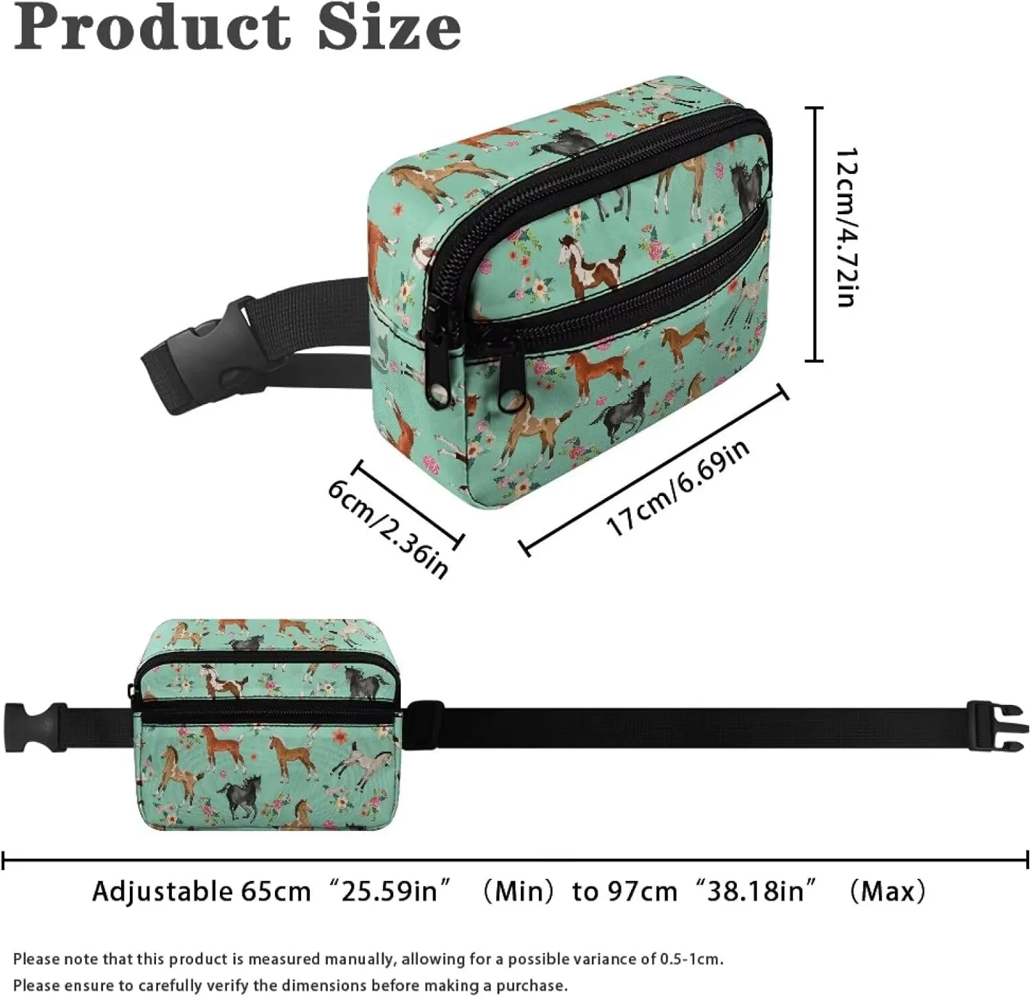 FOR U DESIGNS Fanny Pack for Girls Belt Bag Ages 8-12 Fashion Waist Packs with Adjustable Strap Horse & Floral Print Small Crossbody Bag