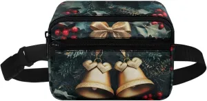FOR U DESIGNS Fanny Pack for Girls Belt Bag with Zipper Pockets Small Crossbody Bag Christmas Bag Christmas Bell Print Waist Pack Purse