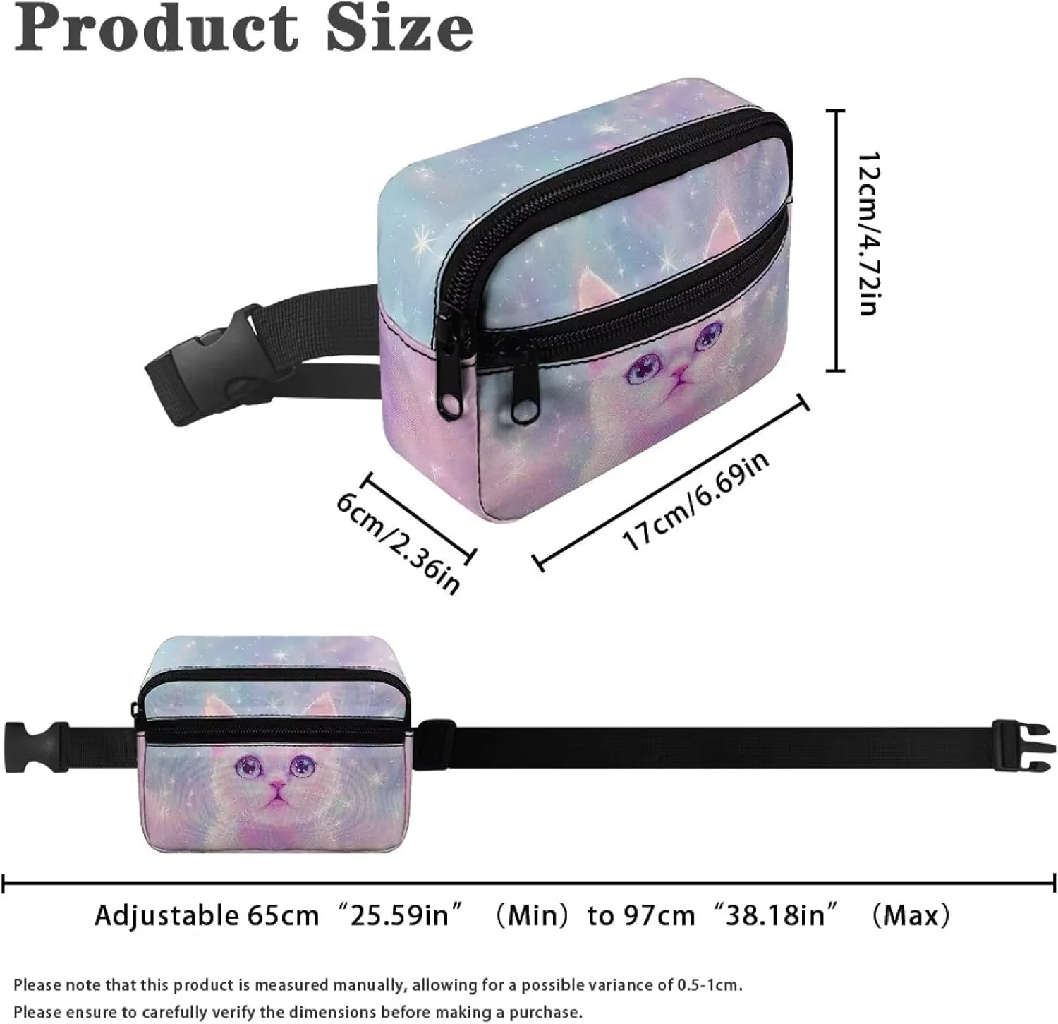 FOR U DESIGNS Fanny Packs for Girls Crossbody Bag Ages 8-12 Belt Bag with Shoulder Strap Cat Print Fashion Waist Packs Lightweight Cross Body Bag