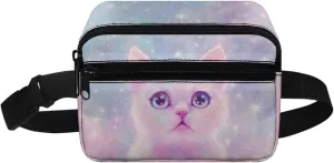 FOR U DESIGNS Fanny Packs for Girls Crossbody Bag Ages 8-12 Belt Bag with Shoulder Strap Cat Print Fashion Waist Packs Lightweight Cross Body Bag