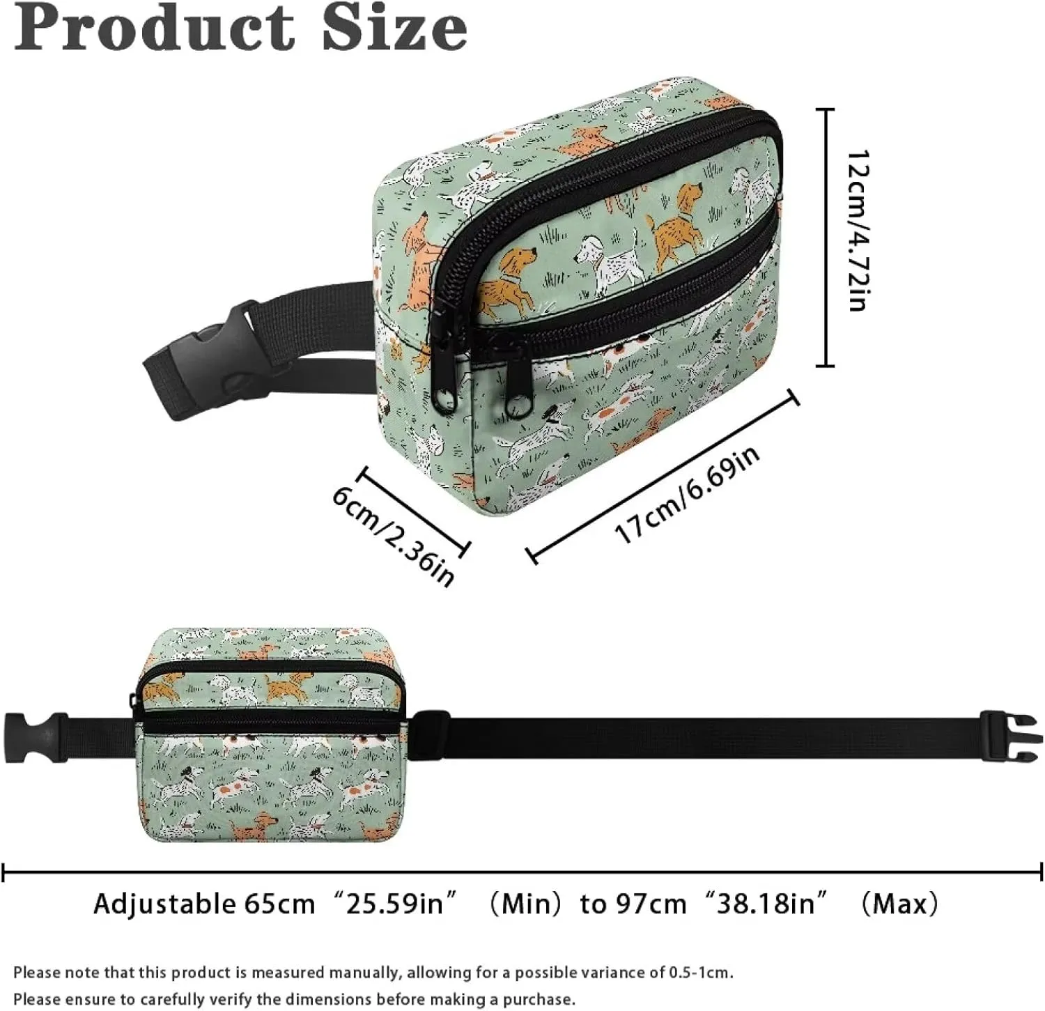 FOR U DESIGNS Fashion Waist Packs Fanny Pack for Girls Belt Bag with Zipper Pockets Small Crossbody Bag Purse Dog Print Cute Fanny Packs