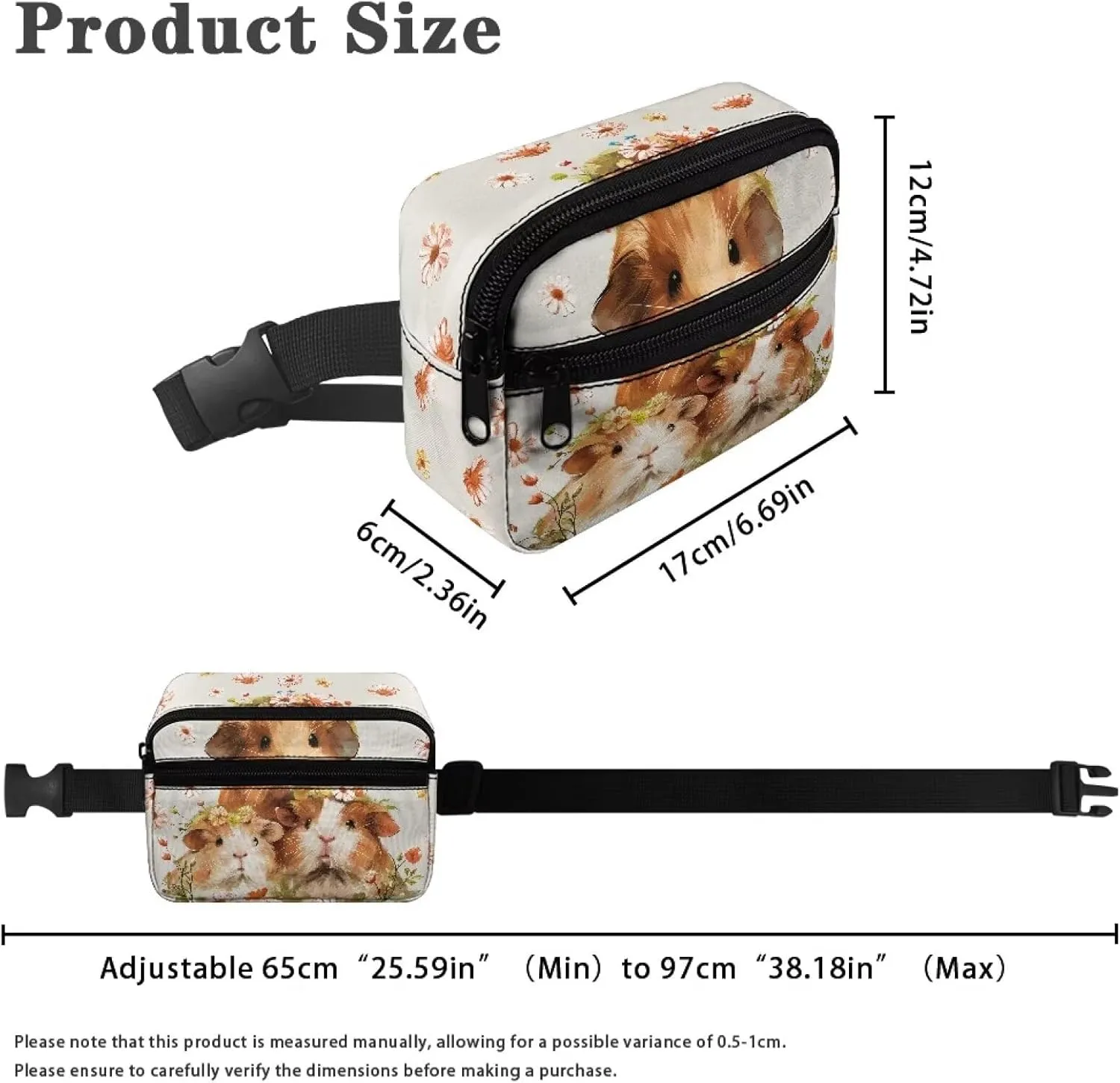 FOR U DESIGNS Girls Fanny Pack 6-8 Small Belt Bag Cute Cross Body Bag Fashion Waist Packs Guinea Pig Print Travel Crossbody Bag for School