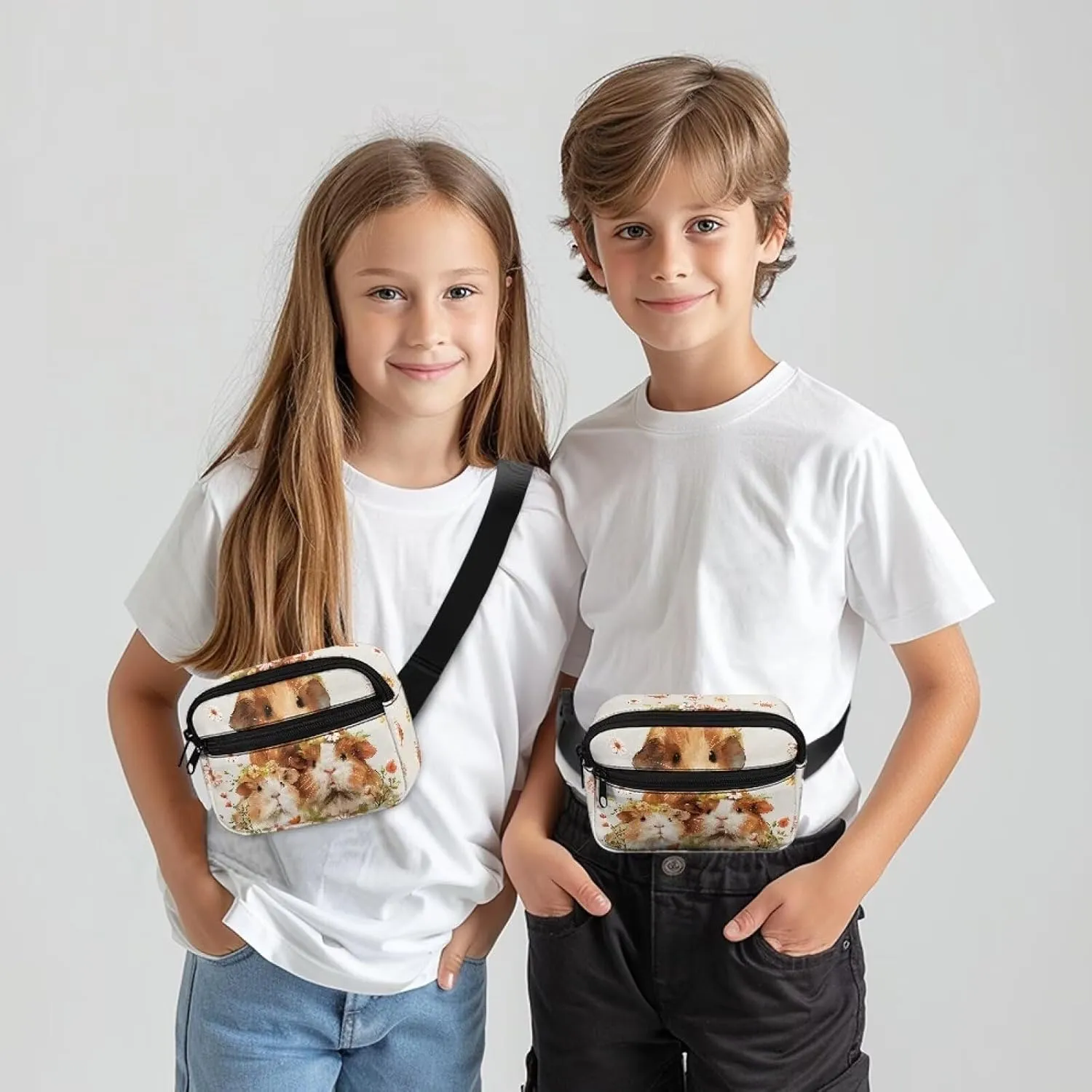 FOR U DESIGNS Girls Fanny Pack 6-8 Small Belt Bag Cute Cross Body Bag Fashion Waist Packs Guinea Pig Print Travel Crossbody Bag for School