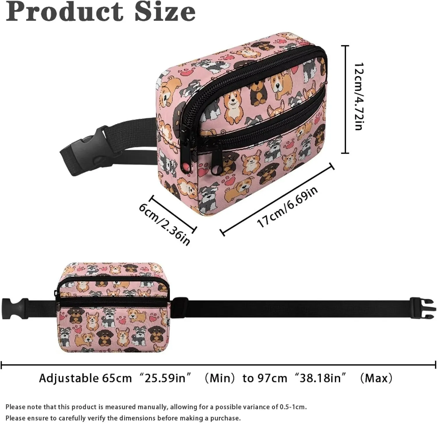 FOR U DESIGNS Girls Fanny Pack Purse Ages 8-12 Fashion Waist Packs Cute Crossbody Bag for School Travel Running Hiking Fanny Packs Dog Belt Bag