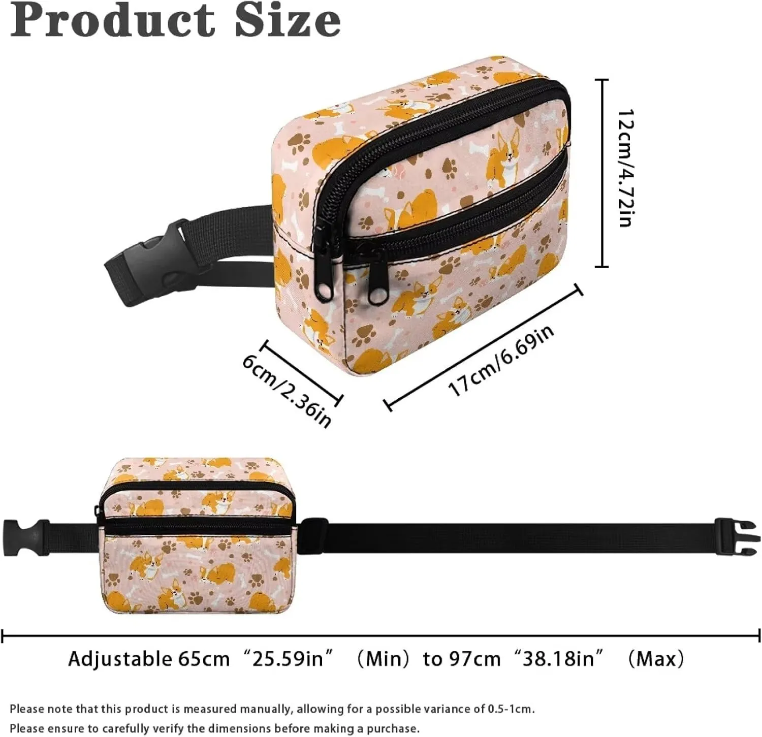 FOR U DESIGNS Kid Fanny Pack Girls Crossbody Bag with Adjustable Strap Mini Belt Bag for Running Hiking Gym Travel School Waist Pack Corgi Print