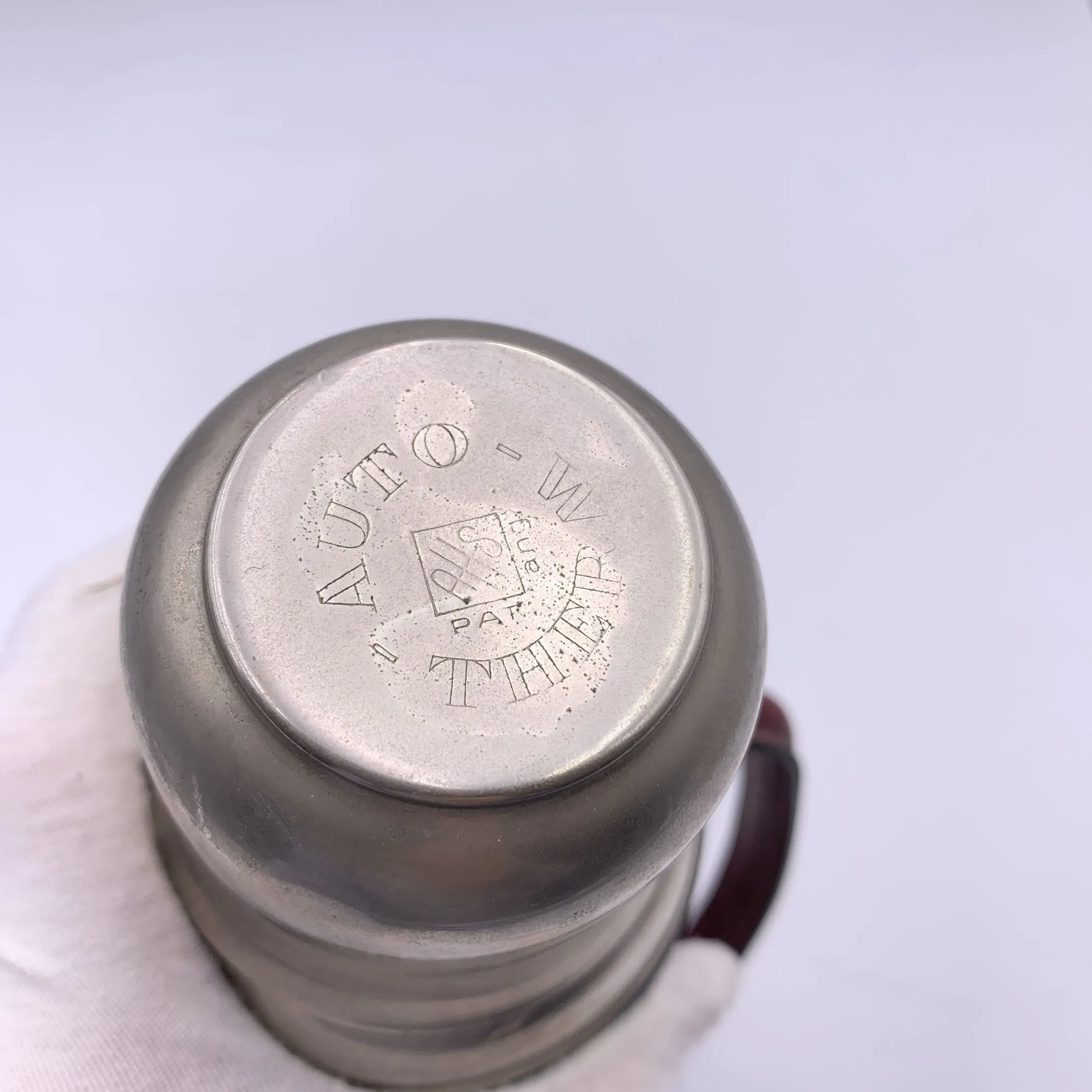 Franzi Vintage Burgundy Leather Silver Metal Thermos Vacuum Flask