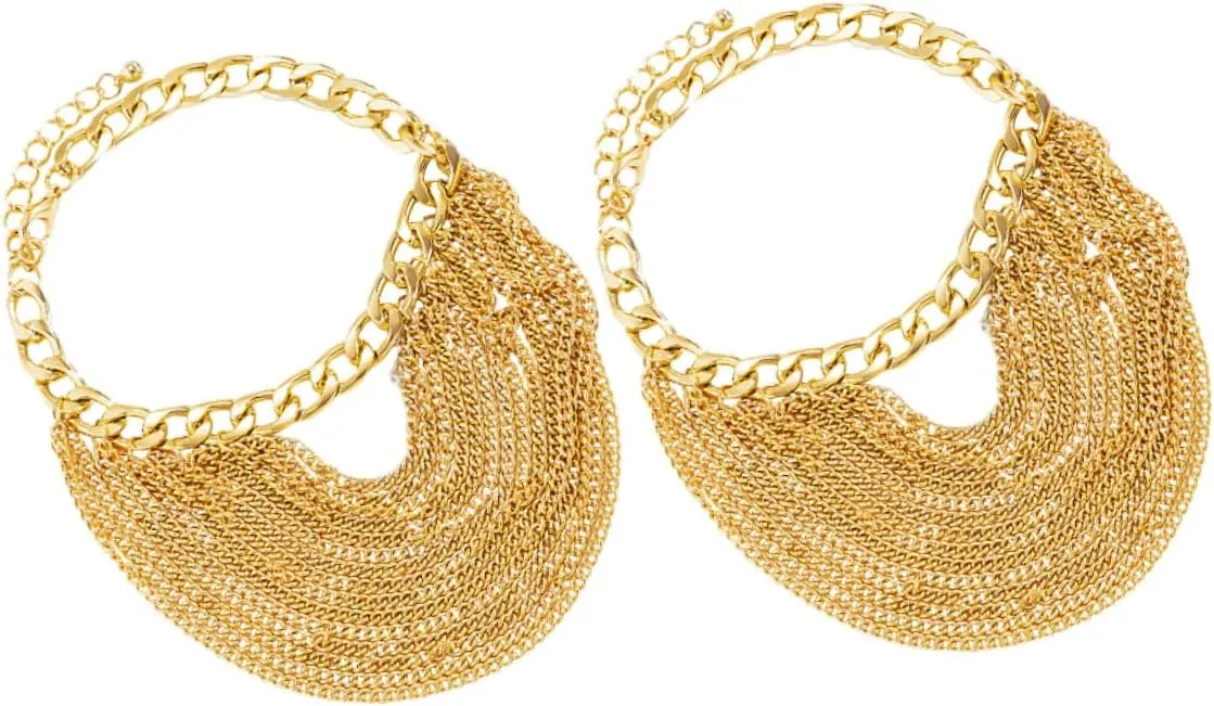 FRCOLOR Chic Punk Style Tassel Anklet Gold Plated Anklet Gold for Women Unique Design