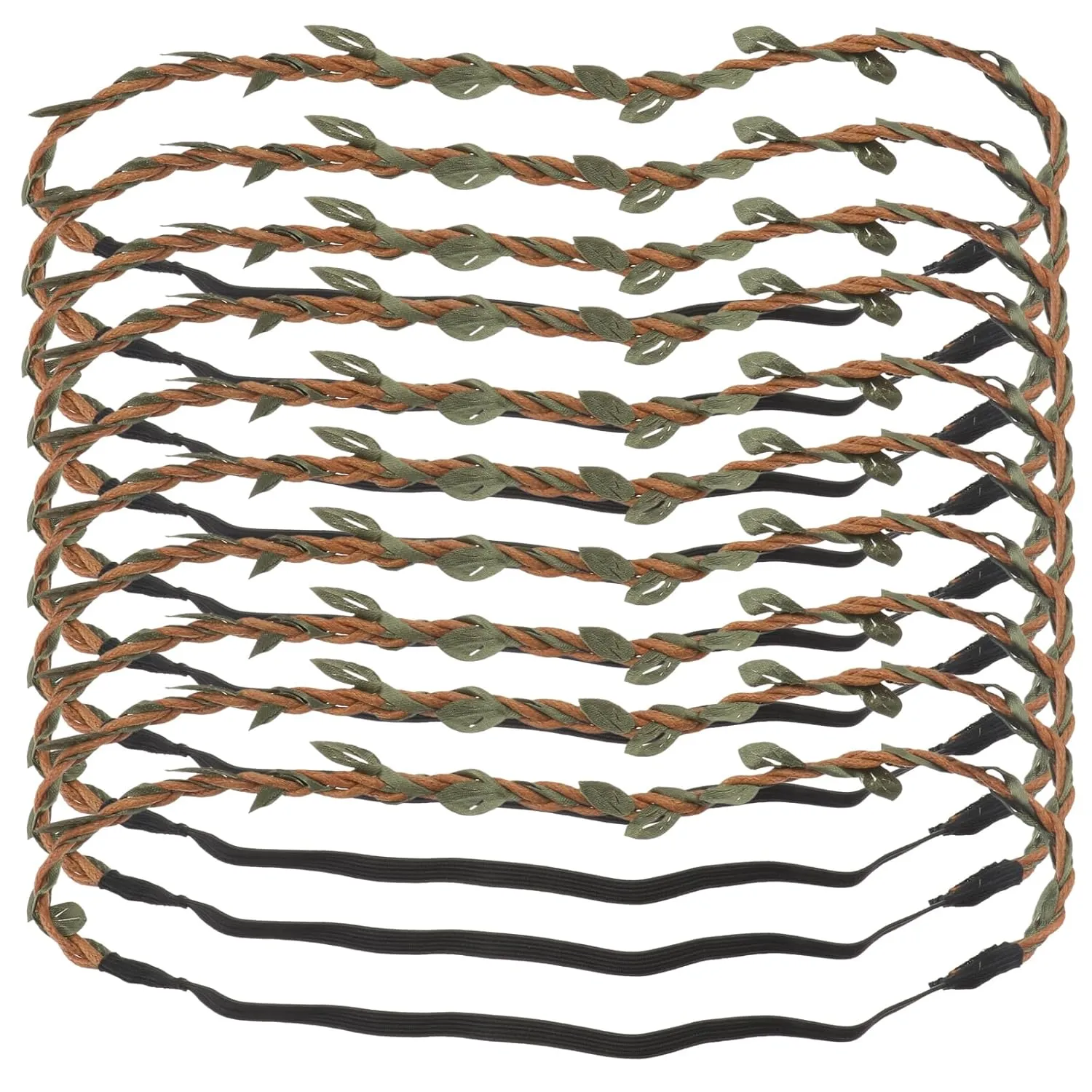 FRCOLOR Hairband, 10pcs Twist Flower Rope Rattan Garland, Wreath Hair Hoop, Simple Hairband, Women Headband, Wild Accessories, Twist Rope, Miss, Brown