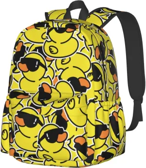 Funny Rubber Duck With Sunglasses Laptop Backpack For Men Women, Lightweight Daypack Bookbag For Daily Commutes Business Travel Hiking