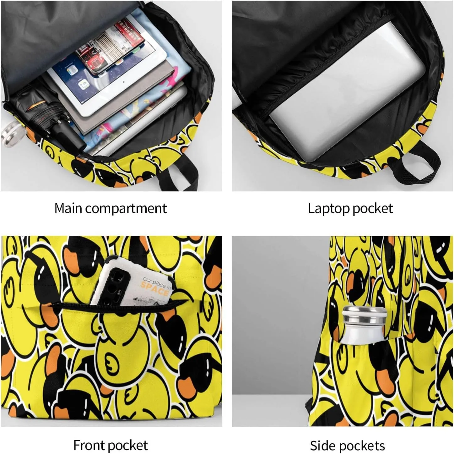 Funny Rubber Duck With Sunglasses Laptop Backpack For Men Women, Lightweight Daypack Bookbag For Daily Commutes Business Travel Hiking