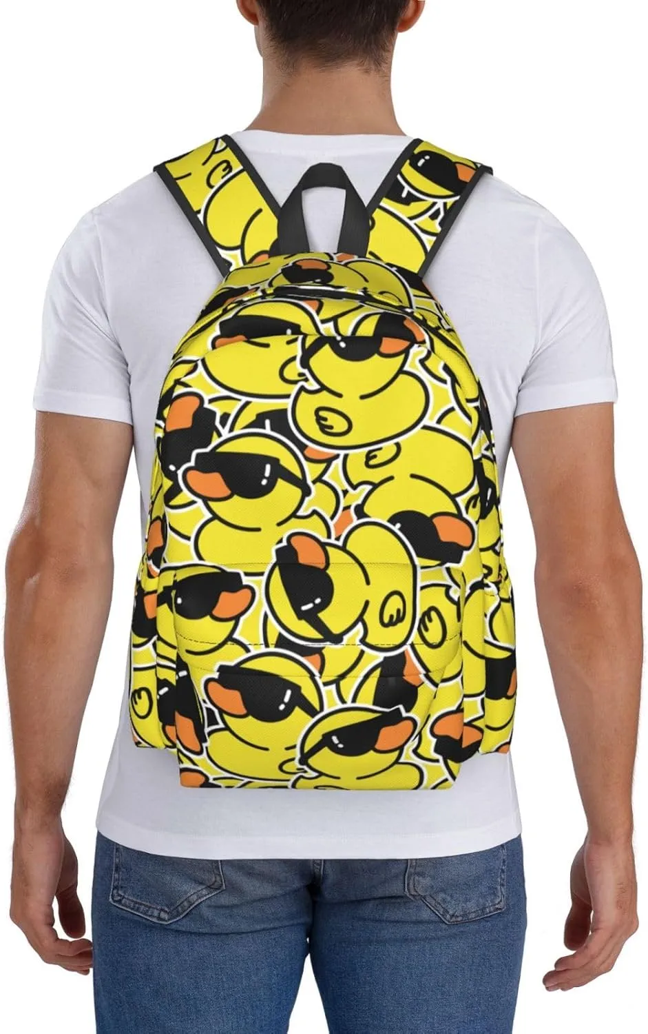Funny Rubber Duck With Sunglasses Laptop Backpack For Men Women, Lightweight Daypack Bookbag For Daily Commutes Business Travel Hiking