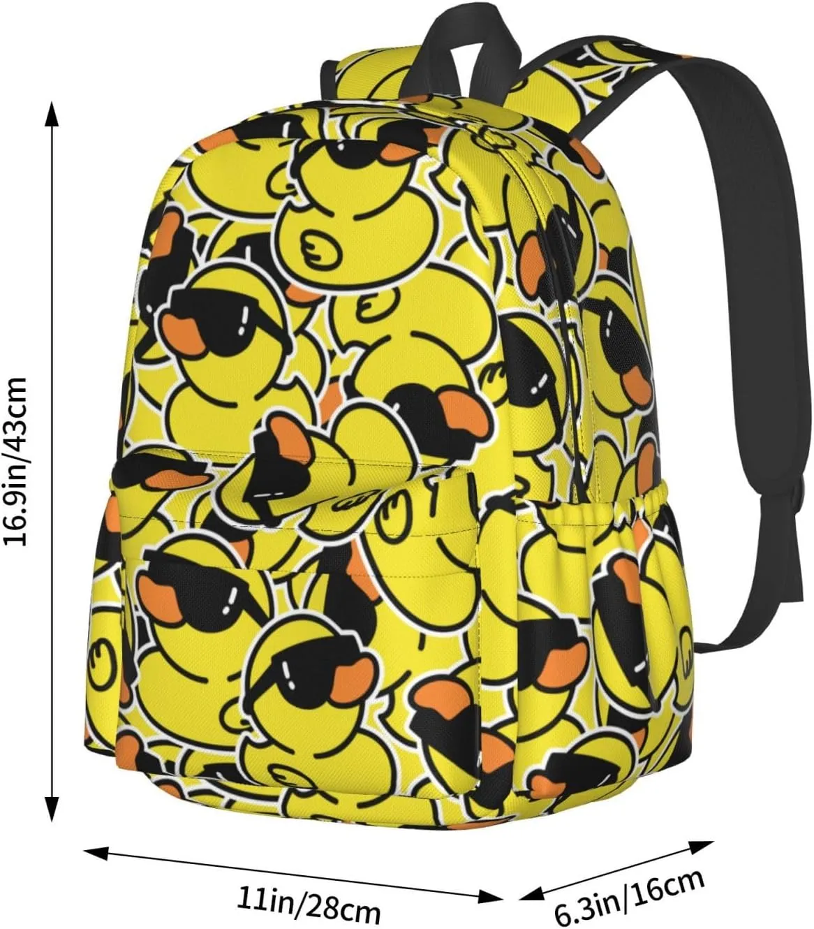 Funny Rubber Duck With Sunglasses Laptop Backpack For Men Women, Lightweight Daypack Bookbag For Daily Commutes Business Travel Hiking
