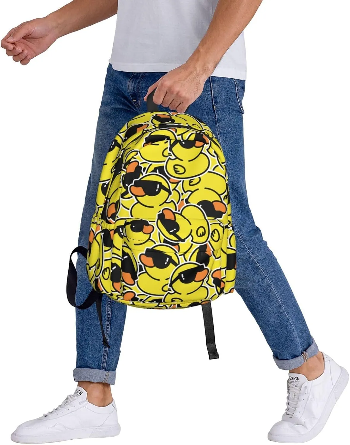 Funny Rubber Duck With Sunglasses Laptop Backpack For Men Women, Lightweight Daypack Bookbag For Daily Commutes Business Travel Hiking