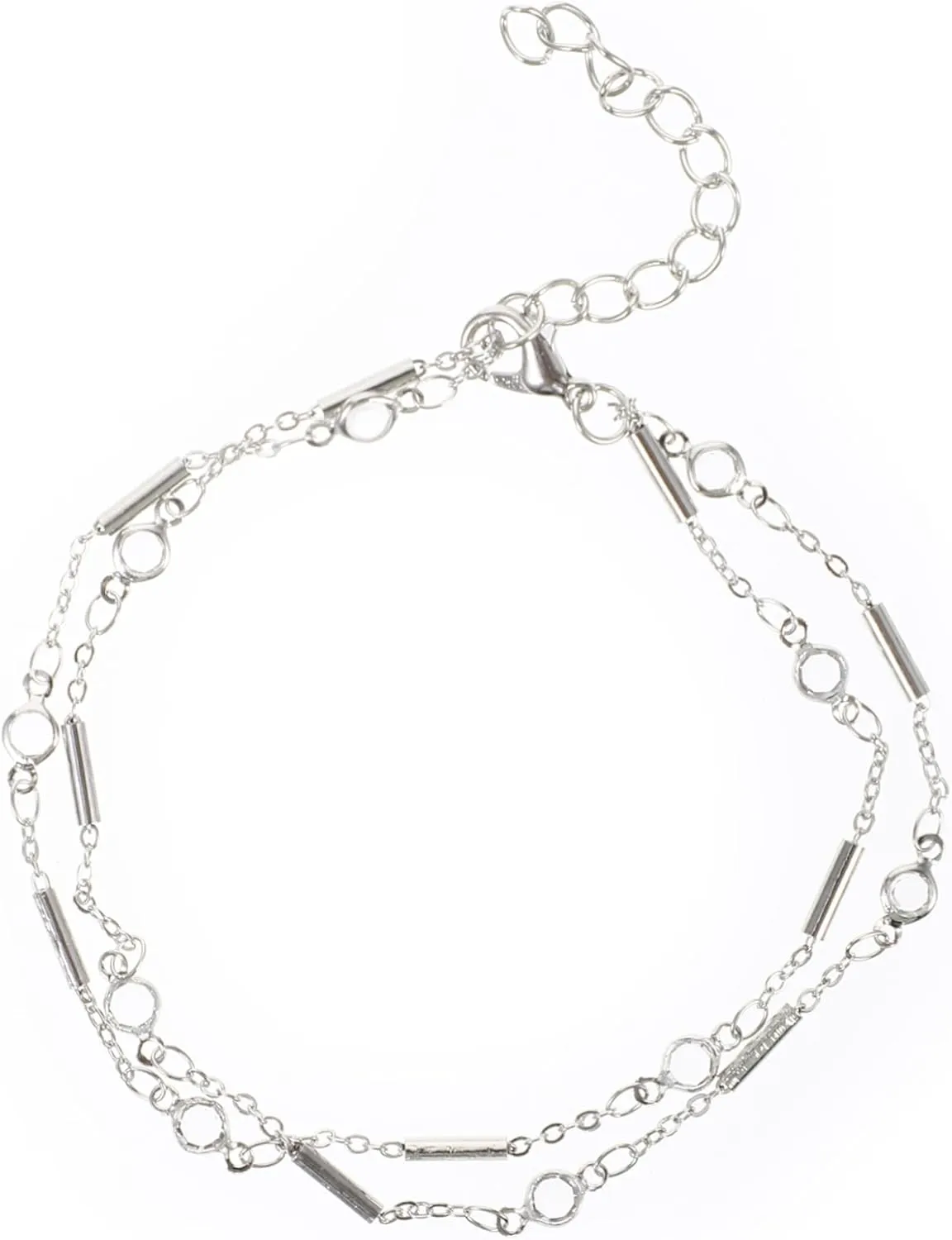 GALPADA 2pcs Adjustable Anklet Foot Chains for Women Layered Metal Anklet Jewelry Smooth Polished Finish for Beach Wear Unique for