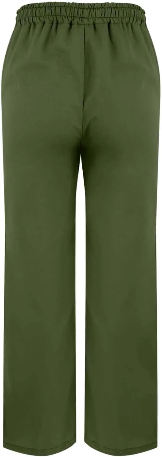GIERIDUC Linen Pants for Women 2025 Summer High Waist Elastic Straight Leg Lounge Pant Casual Loose Beach Trousers w/Pockets