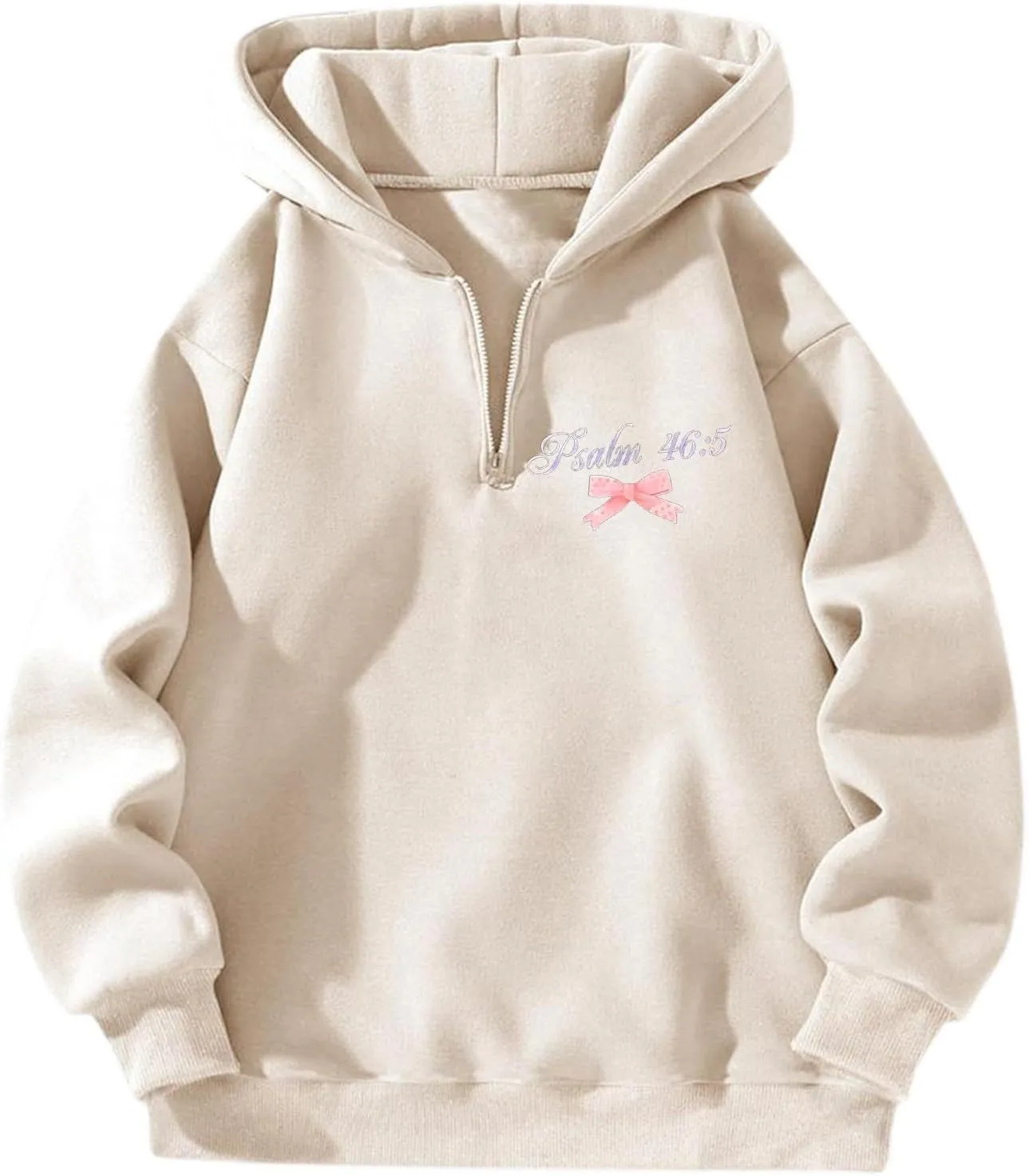 God Is Within Her She Will Not Fall Christian Hoodie For Women Bible Verse Half Zip Sweatshirt Preppy Teens Tops Unisex