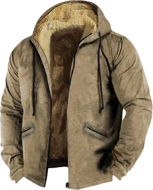 GOFULY Mens Jackets Winter Sherpa With Hood Heavyweight Coats Fuzzy Fleece Full Zip Graphic Hoodies Fall Clothes Trendy