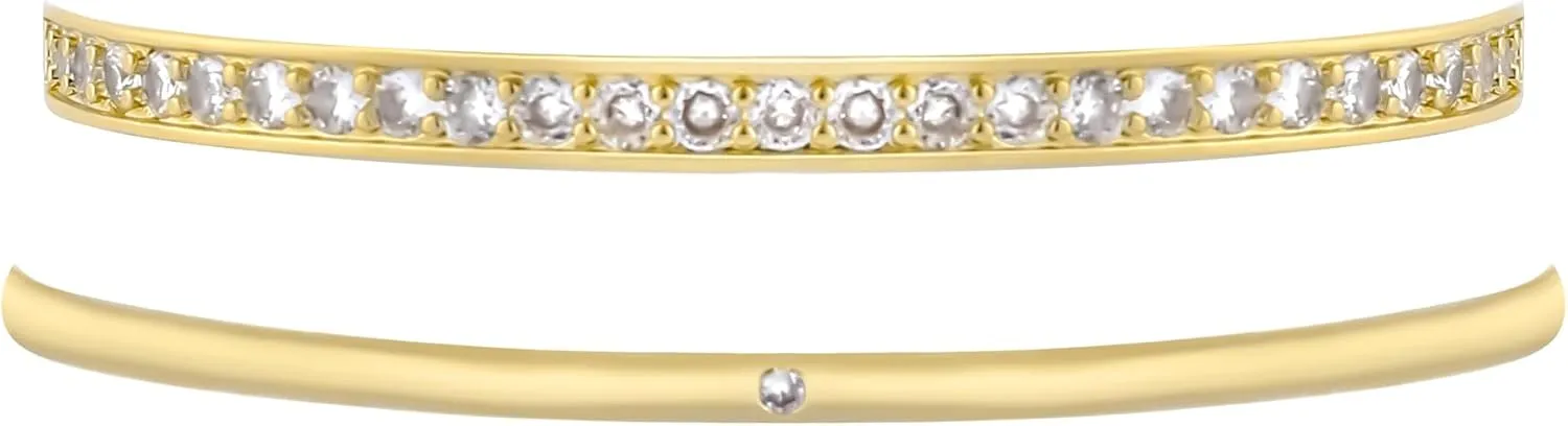 Gold Bracelets Set for Women 14K Gold Plated Stackable Twisted Bangle Rolo Chain Bracelets Layered Diamond Cubic Zirconia Charm Cuban Chain Gold Ball Beads Stretch Bracelets Trendy Jewelry Gift