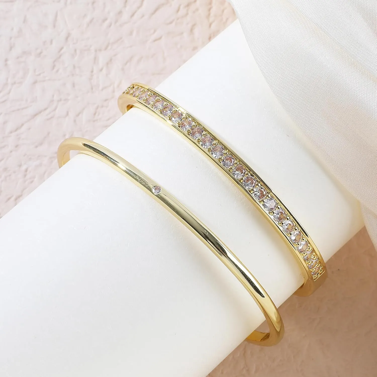 Gold Bracelets Set for Women 14K Gold Plated Stackable Twisted Bangle Rolo Chain Bracelets Layered Diamond Cubic Zirconia Charm Cuban Chain Gold Ball Beads Stretch Bracelets Trendy Jewelry Gift