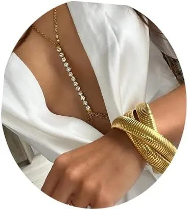 Gold Rhinestone Body Chains Sexy Layered Belly Waist Chain Beach Simple Body Jewelry for Women Party