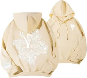 Graphic Hoodies For Teen Girl Women Y2k Long Sleeve Oversized Floral Sweatshirt Flower Cute Preppy Sweater Clothes