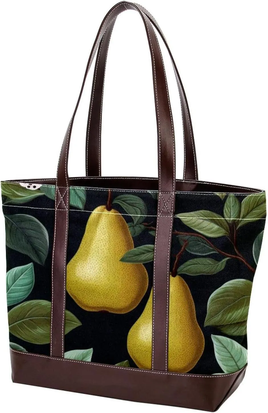 Green Leaves and Yellow Pears-1926 Shoulder Purses for Women Large Soft Washed Leather Purses and Durable Handbags