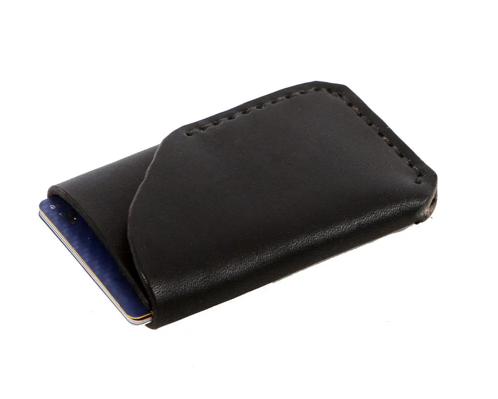 H B CARD LEATHER WALLET | BLACK LEATHER WALLET